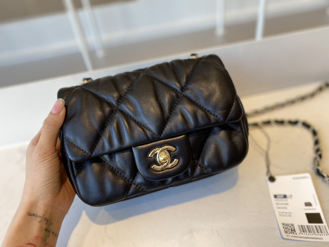 ChanelSmall Flap Bag Gold Hardware Black For Women, Women’s Handbags, Shoulder Bags 7.5in/19cm AS2232