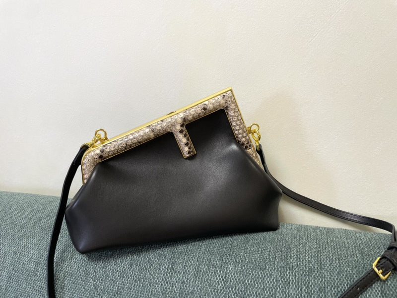 FI First Small Black with python Bag For Woman 26cm/10in 8BP129AGWRF1G5K