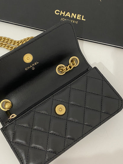 ChanelWallet With Strap Black For Women, Women’s Bags 6.7in/17cm