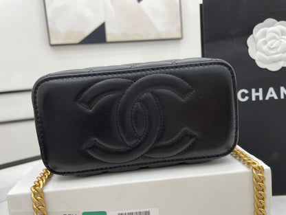 ChanelSmall Vanity Case Black With Gold Zipper For Women, Women’s Bags 5.9in/15cm