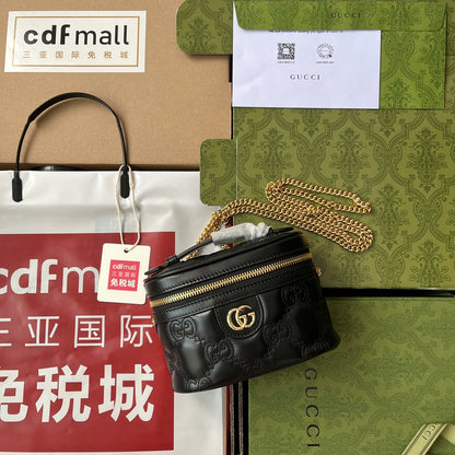 gg Quilted gg Mini Handbag Black For Women, Women&#8217;s Bags 6.3in/16cm gg 723770 UM8IG 1000