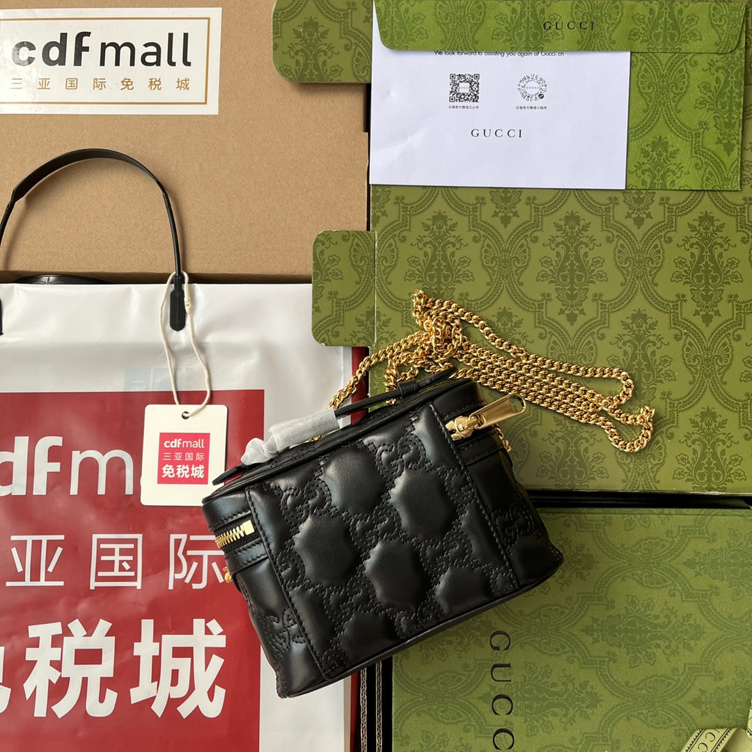 gg Quilted gg Mini Handbag Black For Women, Women&#8217;s Bags 6.3in/16cm gg 723770 UM8IG 1000