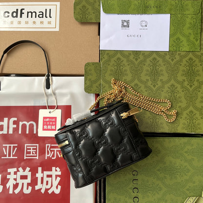 gg Quilted gg Mini Handbag Black For Women, Women&#8217;s Bags 6.3in/16cm gg 723770 UM8IG 1000