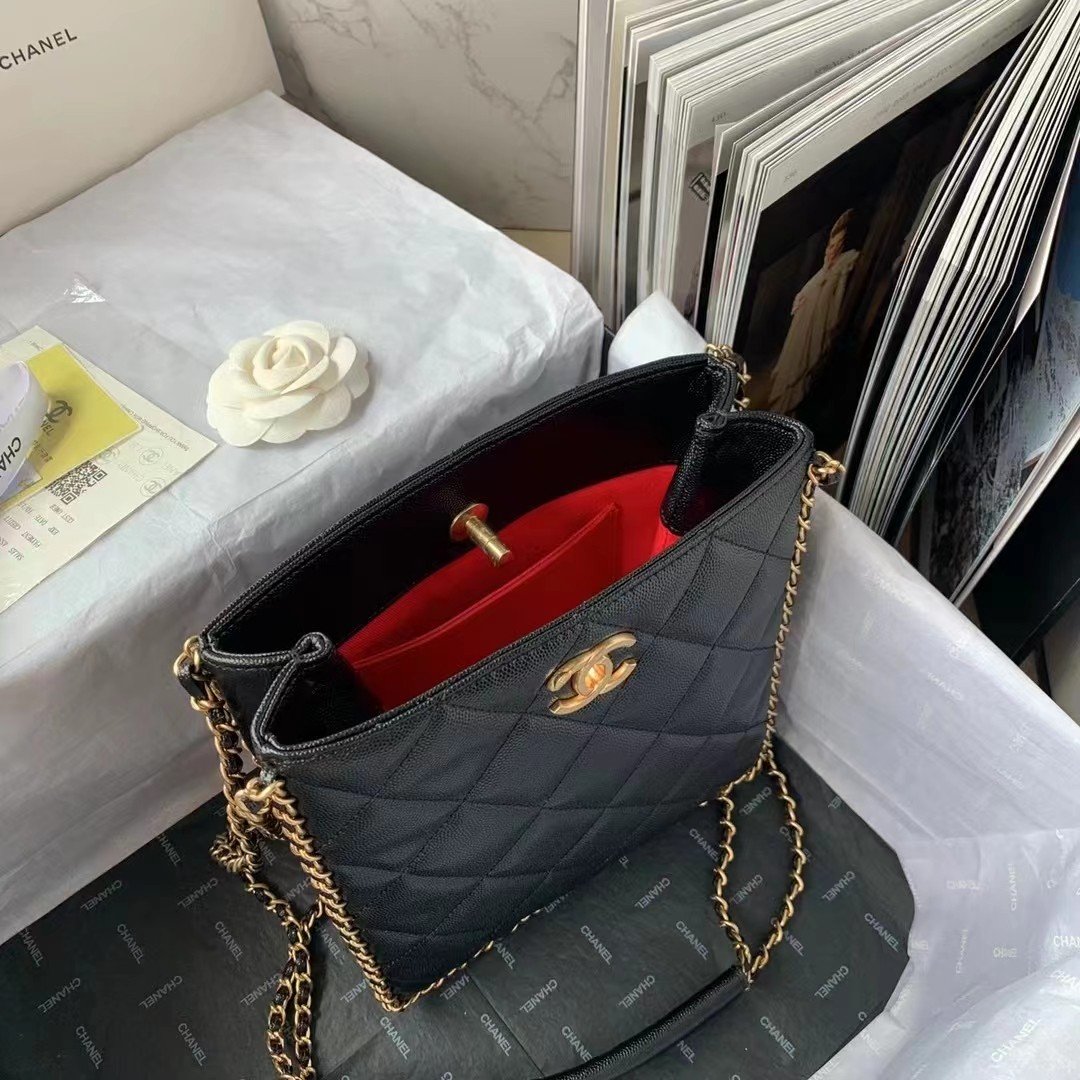 ChanelSmall Shopping Bag Black For Women, Women’s Bags 9in/23cm AS3470 B08850 94305