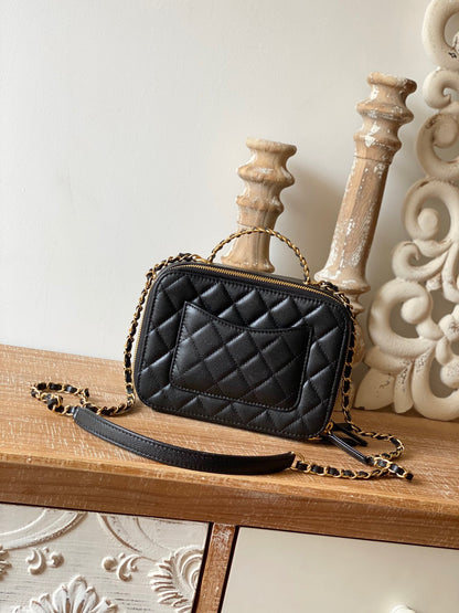 Chanel Small Vanity Case Gold Hardware Black For Women, Women’s Handbags, Shoulder Bags 5.9in/15cm AS3228 B08008 94305
