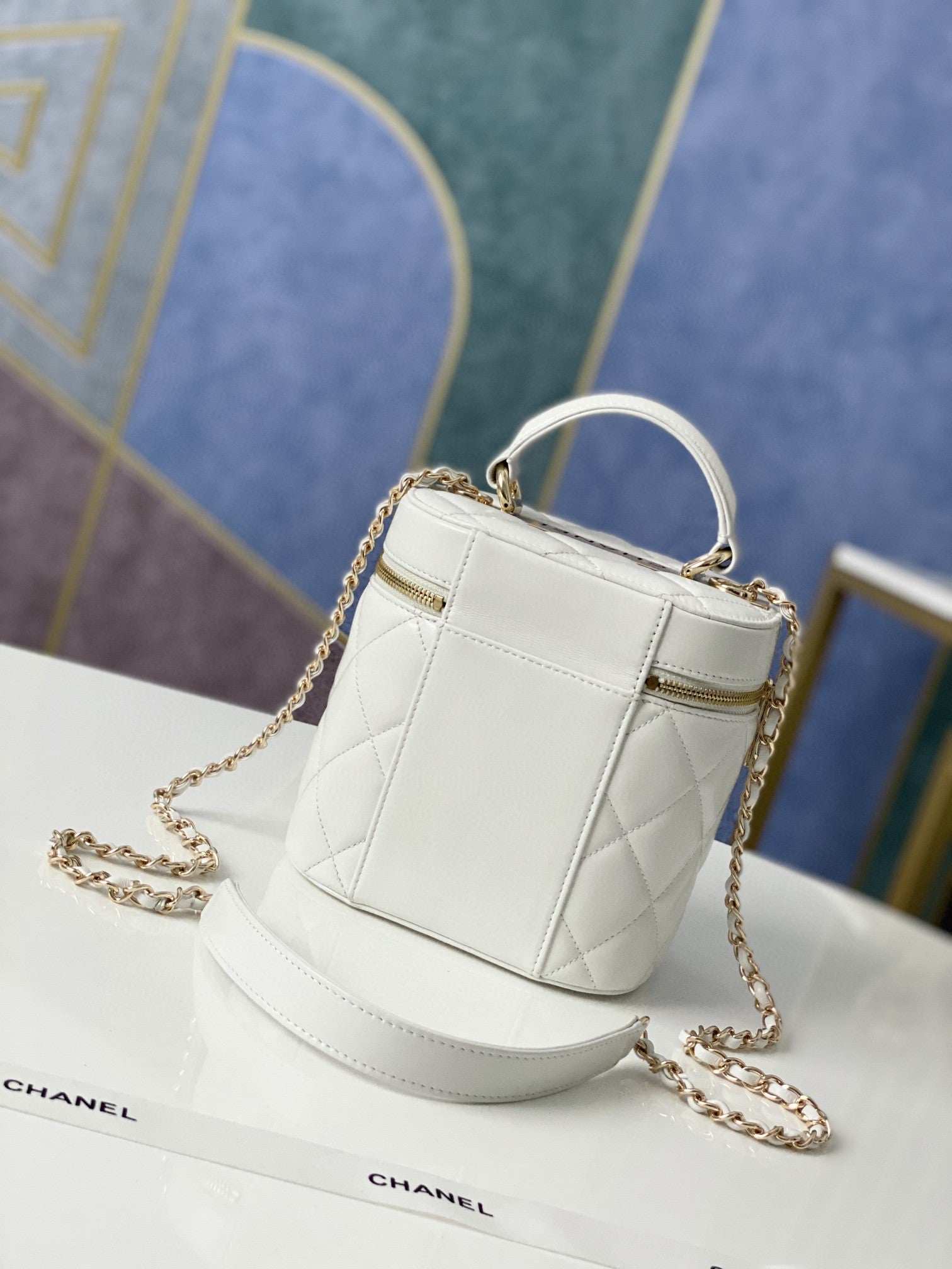 ChanelVanity Case Gold Hardware White For Women, Women’s Handbags, Shoulder Bags 9.4in/24cm 