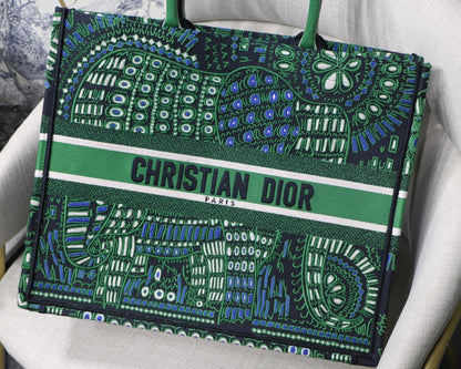 DI Large Book Tote Green Multicolor, For Women, Women’s Handbags 16.5in/42cm CD