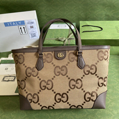 gg Ophidia Jumbo gg Medium Tote Camel And Ebony Jumbo Canvas For Women 15in/38cm gg
