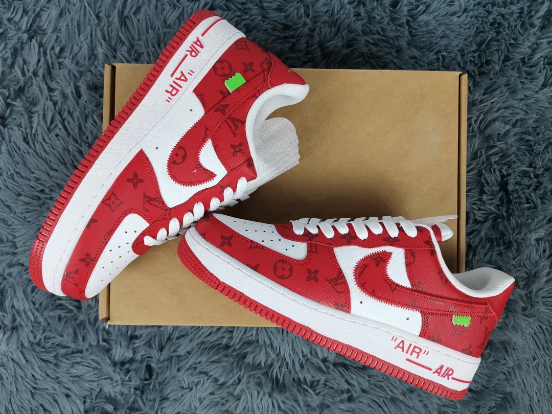  Nike Air Force 1 Low x Louis Vuitton Virgil Abloh &#8216;White Red&#8217; For Men LD 0242