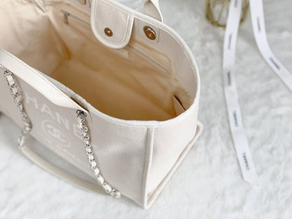 ChanelSmall Shopping Bag Silver Hardware Cream For Women, Women’s Handbags, Shoulder Bags 15.2in/39cm AS3257