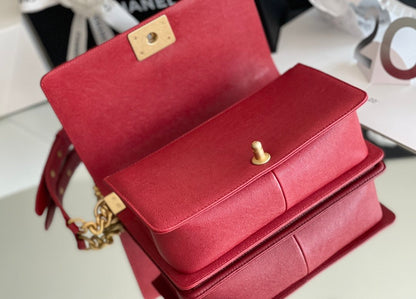 ChanelMedium Boy Handbag Red For Women 9.8in/25cm A67086