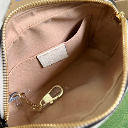 gg Ophidia Mini gg Bag Beige And Ebony gg Supreme Canvas, With White For Women  7in/17.5cm gg 517350 96IWS 9794