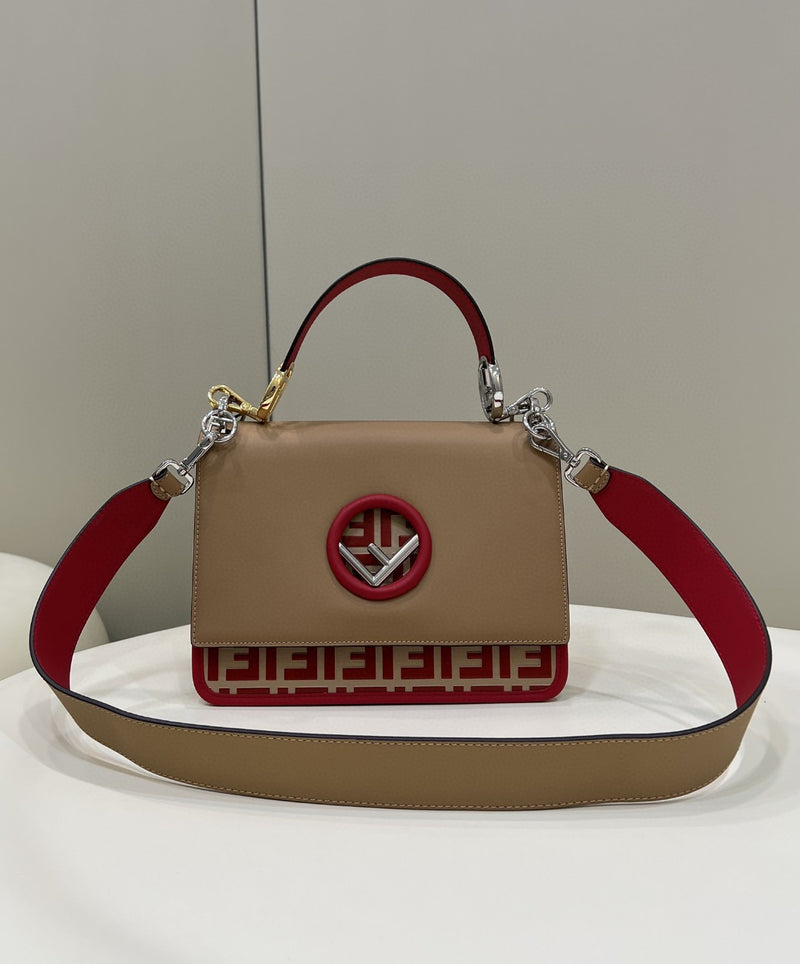 FI Kan I F Medium Brown and Red Bag For Woman 18cm/7in