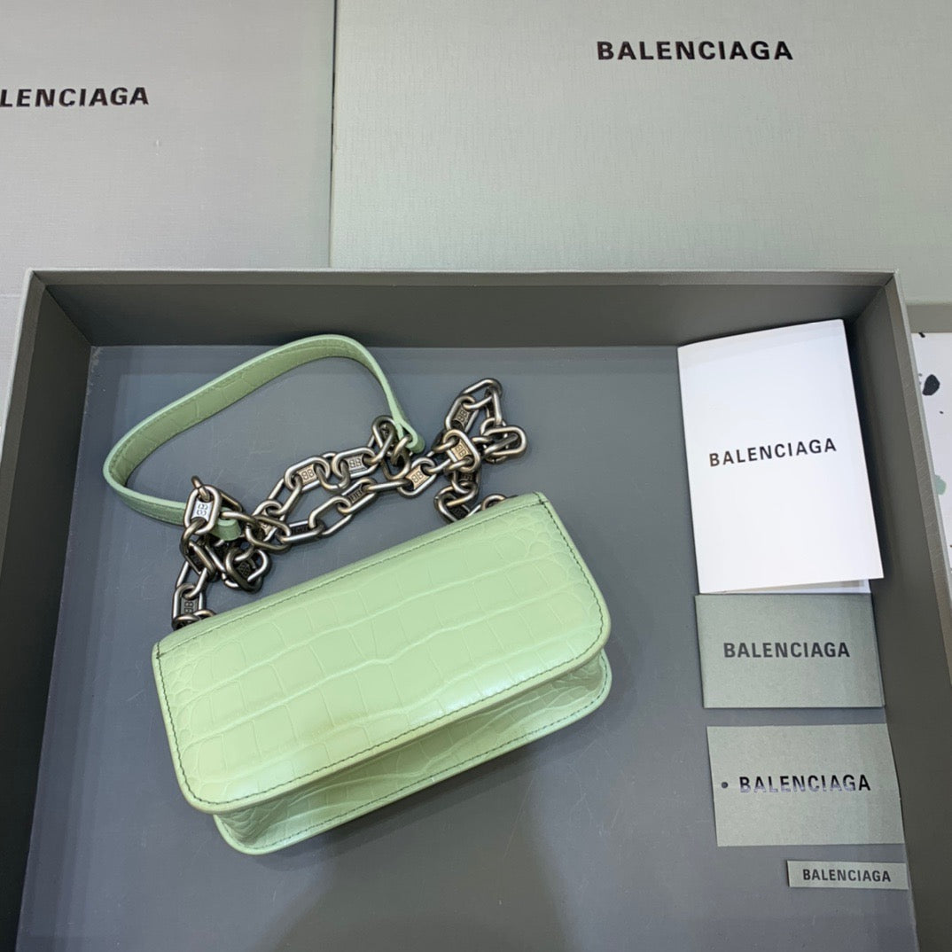 Balen Gossip Small On Chain Shoulder Bag Light Green, For Women,  Bags 7.4in/19cm