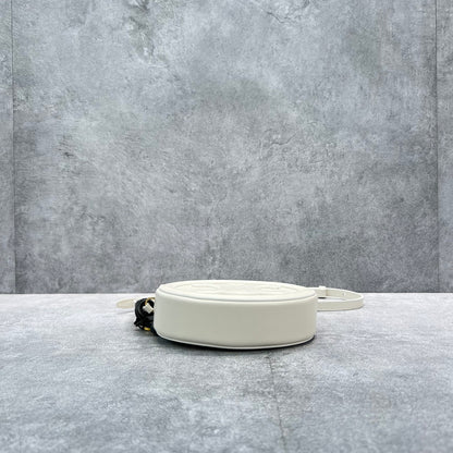 CE Crossbody Oval Purse Cuir Triomphe White For Women 6in/16cm