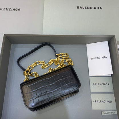 Balen Gossip Small On Chain Shoulder Bag Black, For Women,  Bags 7.4in/19cm