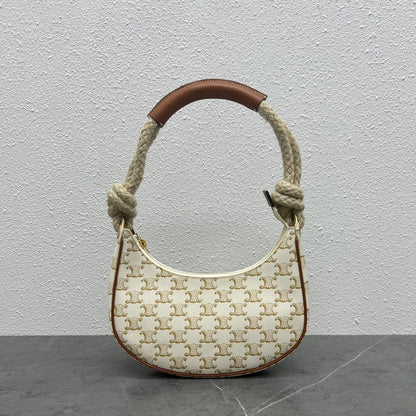 CE Medium Ava Chain In Triomphe Canvas White For Women 10in/25cm