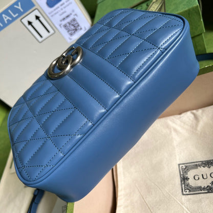 gg Marmont Matelasse Shoulder Bag Blue For Women, Women&#8217;s Bags 9.5in/24cm gg 634936 UM8BF 4340