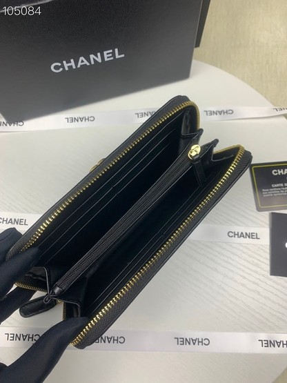 CHL BOY LONG ZIPPED WALLET WITH GOLD HARDWARE BLACK 19.4CM