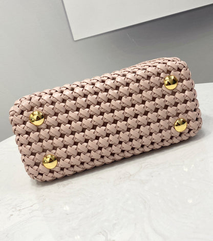 FI Peekaboo Mini Pale Pink Braided Bag For Woman 18cm/7in