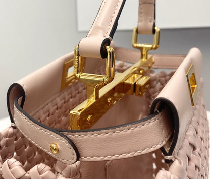 FI Peekaboo Mini Pale Pink Braided Bag For Woman 18cm/7in