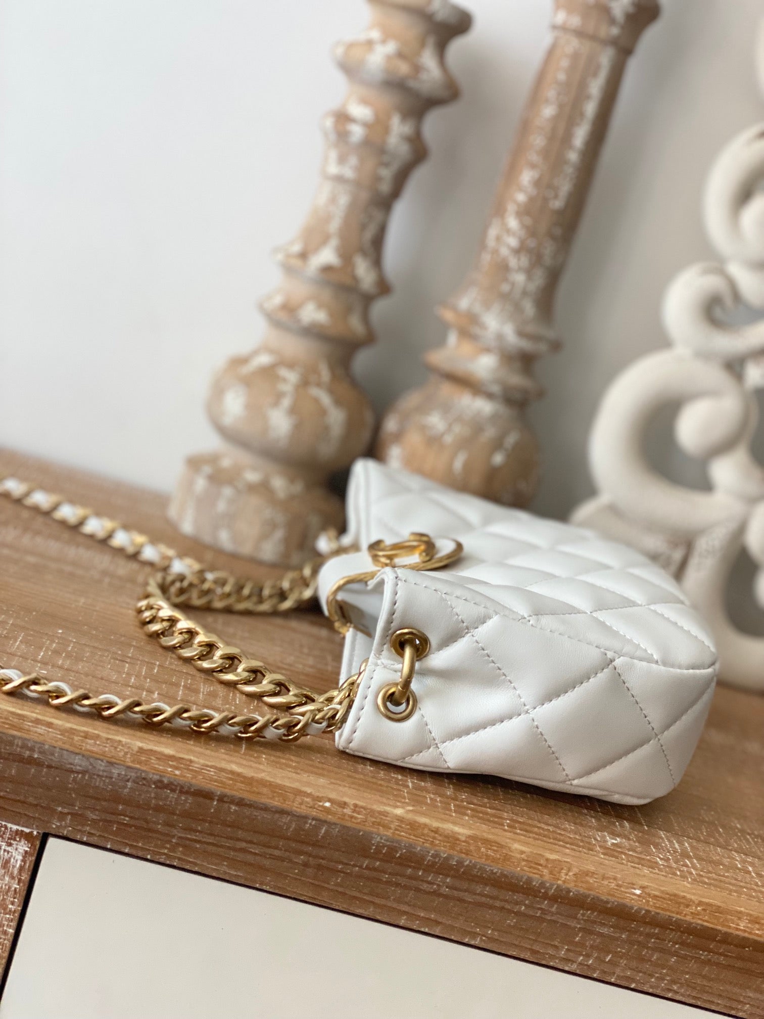 ChanelSmall Hobo Bag Gold Hardware White For Women, Women’s Handbags, Shoulder Bags 7.5in/19cm