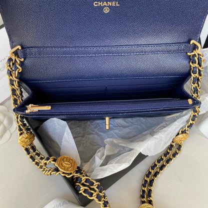 ChanelSmall Flap Bag Gold Hardware Navy Blue For Women, Women’s Handbags, Shoulder Bags 7.5in/19cm AP2840