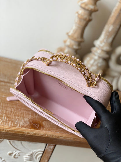 ChanelSmall Vanity Case Gold Hardware Light PiNike For Women, Women’s Handbags, Shoulder Bags 5.9in/15cm AS3228 