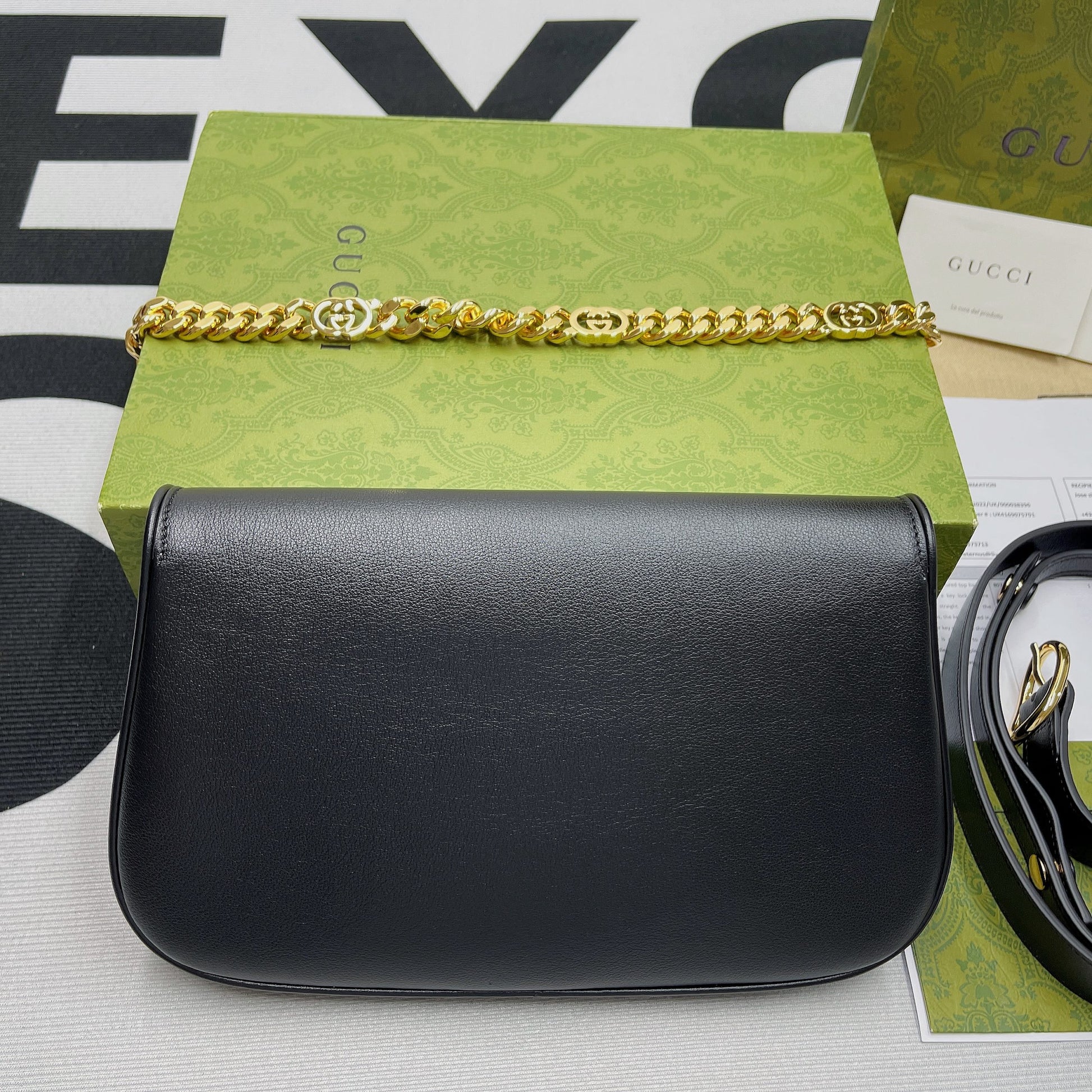 gg Blondie Shoulder Bag Black For Women, Women&#8217;s Bags 11in/28cm gg‎ 699268 UXX0G 1000