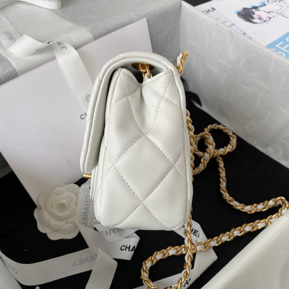 ChanelSmall Flap Bag Gold Hardware White For Women, Women’s Handbags, Shoulder Bags 7.9in/20cm AS3450