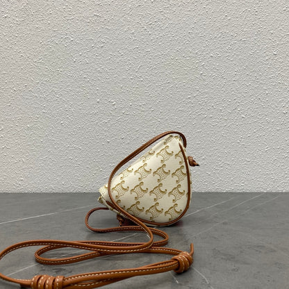 CE Mini Triangle In Triomphe Canvas With CE Print White For Women 8in/21cm 
