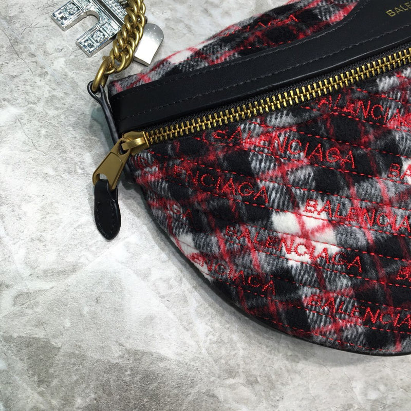 Balen Souvenir XXS Belt Bag In Checkered Red, For Women,  Bags 11.8in/30cm