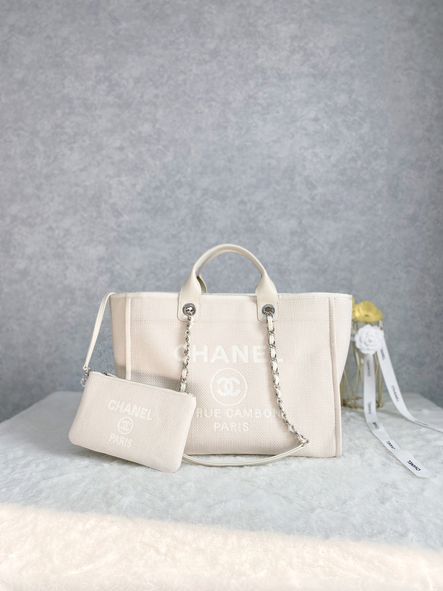 ChanelSmall Shopping Bag Silver Hardware Cream For Women, Women’s Handbags, Shoulder Bags 15.2in/39cm AS3257