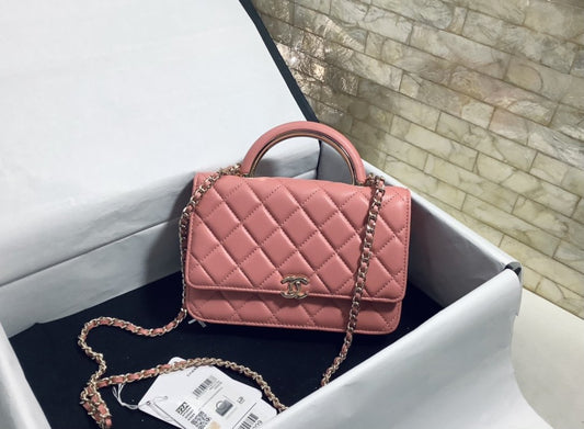 ChanelHand-Held Oblique Cross Bag PiNike For Women, Women’s Bags 6.7in/19cm
