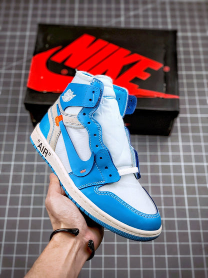 Designer Air Jordan 1 Retro High OG 'UNC' University Blue x OFF-W