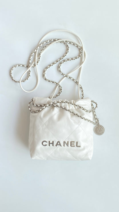 CHL 22 MINI BAG SILVER TONE WHITE 7,1IN/18CM