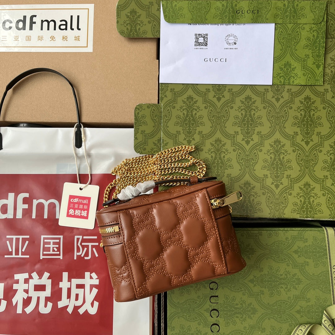 gg Quilted gg Mini Handbag Brown For Women, Women&#8217;s Bags 6.3in/16cm gg 723770 UM8IG 2546