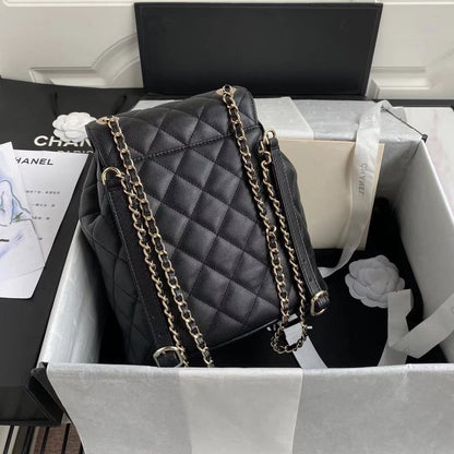 Chanel Duma Backpack Gold Toned Hardware Black For Women, Women&#8217;s Bags, Shoulder Bags 9.4in/24cm AS1371