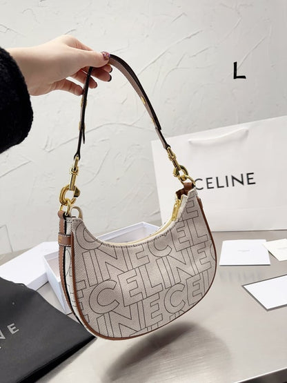 CE MEDIUM AVA STRAP BAG IN TEXTILE WITH ALL OVER PRINT NATURAL 25CM