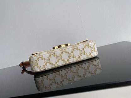 CE TRIOMPHE SHOULDER BAG IN SHINY CALFSKIN GOLD CC WHITE