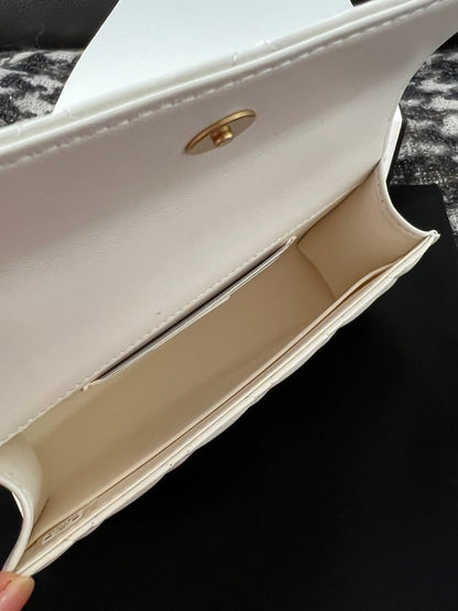 CHL LAMBSKIN MINI KELLY FLAP BAG WHITE 17CM