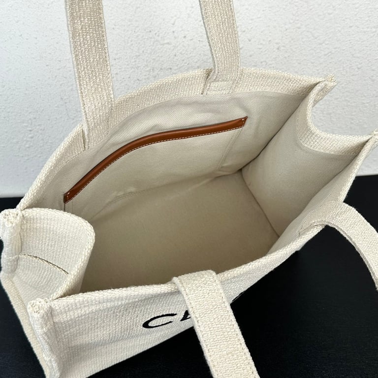 CE LARGE CABAS THAIS IN TEXTILE WITH JACQUARD IN WHITE 41CM