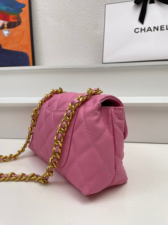 CHL FLAP BAG WITH CHAIN PINK 20CM
