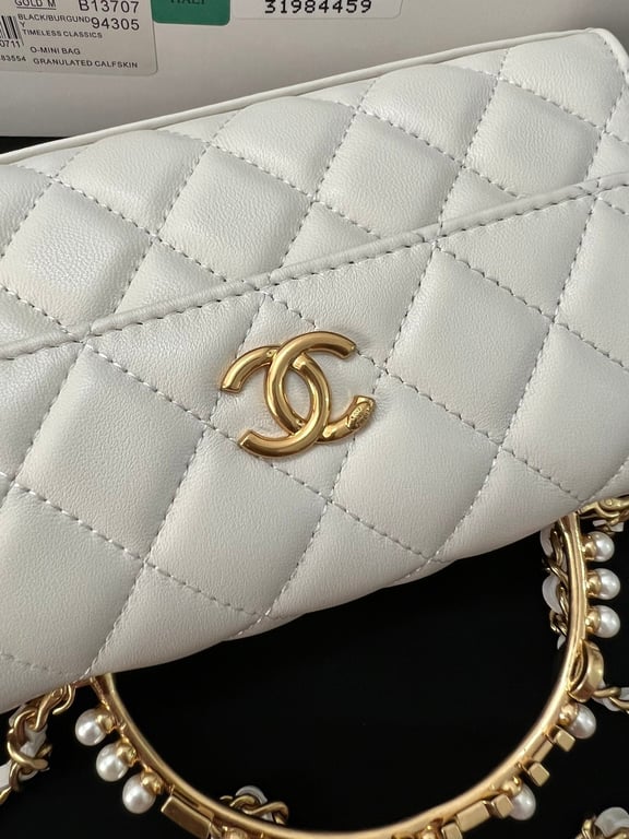 CHL LAMBSKIN MINI KELLY FLAP BAG WHITE 17CM