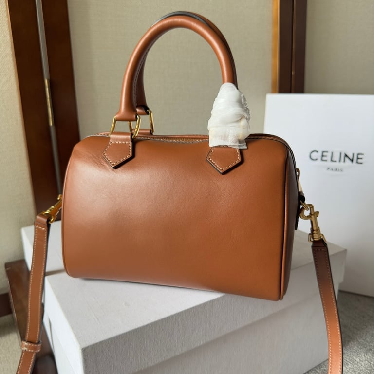 CE  SMALL BOSTON BAG IN SMOOTH CALFSKIN WITH CUIR TRIOMPHE BROWN