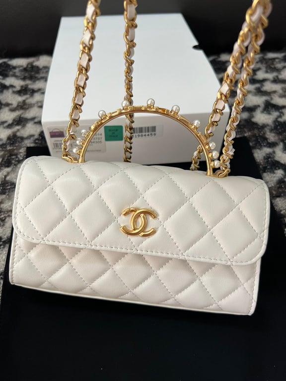 CHL LAMBSKIN MINI KELLY FLAP BAG WHITE 17CM