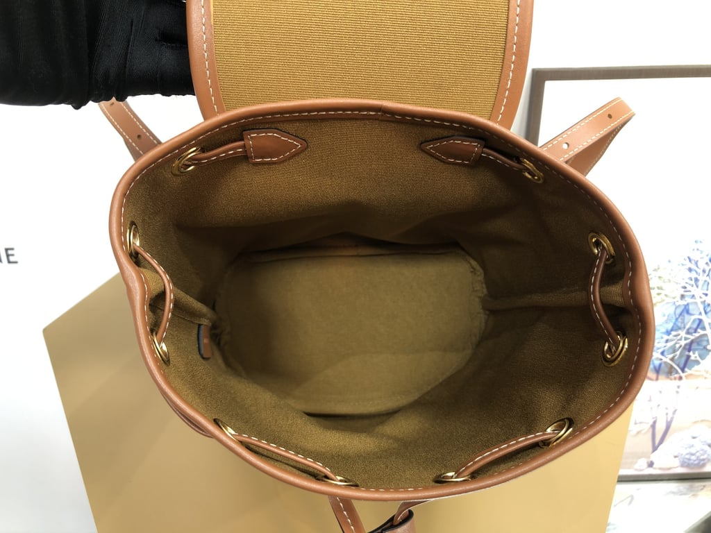 CE MINI BACKPACK FOLCO IN TRIOMPHE CANVAS AND CALFSKIN WHITE