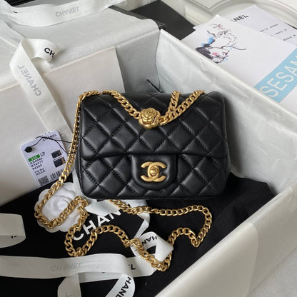CHL BLACK RECTANGULAR MINI FLAP BAG 18CM