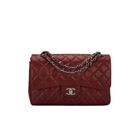 CHL MEDIUM CLASSIC FLAP BAG SILVER HARDWARE GREEN 25CM