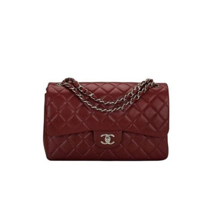 CHL MEDIUM CLASSIC FLAP BAG SILVER HARDWARE GREEN 25CM